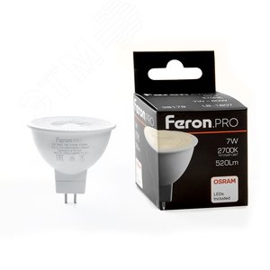 Лампа светодиодная LED 7вт 230в G5.3 теплый с линзой 38 град .PRO - Feron