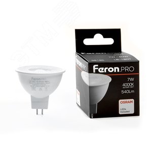 Лампа светодиодная LED 7вт 230в G5.3 белый с линзой 110 град .PRO - Feron