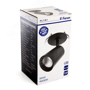 Светильник светодиодный ДВО-30w 4000К 2700Лм наклонный черный (AL181) 7