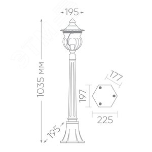 Светильник НТУ-60w столб Е27 IP44 коричневый 6