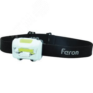 Фонарь светодиодный налобный на батарейках 3хAAA 3w 1COB IP44 пластик - Feron