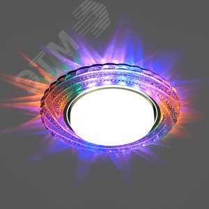 Светильник ДВО-15w GX53 без лампы со светодиодной подсветкой RGB прозрачный хром (CD4037) - фото 2