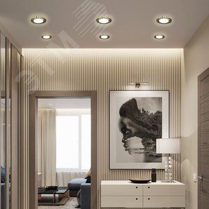 Светильник потолочный встраиваемый со светодиодной подсветкой 20LED*2835 SMD 4000K, 15W GX53, без лампы, прозрачный, золото CD4981 с др-ром в/компл | - фото 5