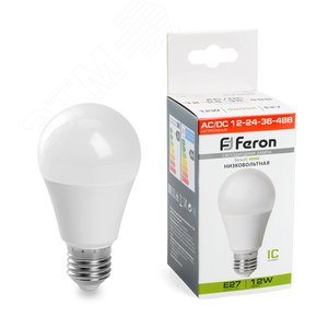 Лампа светодиодная низковольтная, (12W) 12-48V E27 4000K A60, LB-193 | 48729 | FERON - Feron