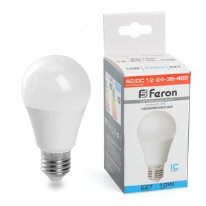 Лампа светодиодная низковольтная, (10W) 12-48V E27 6400K A60, LB-192 | 48732 | FERON - Feron