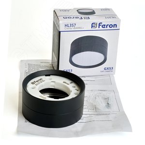 Светильник потолочный 12W, 230V, GX53, черный, HL357 | 48739 | FERON - фото 2
