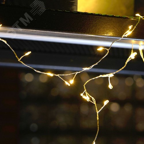 Гирлянда линейная Кластер на проволоке LED 2700K 12 м прозрачный шнур - фото 5