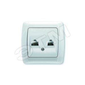 Розетка копьютерная/телефонная комбинированная CARMEN (RJ45 CAT6-RJ11), белый - VIKO