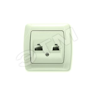 CARMEN Розетка телефонная+компьютерная (RJ45 CAT5E-RJ11) скрытая в сборе бежевая - VIKO